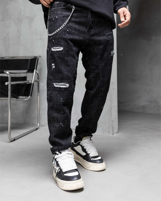 A0102 Мъжки дънки – SLIM RELAXED LUXE BLACK DENIM – 17357