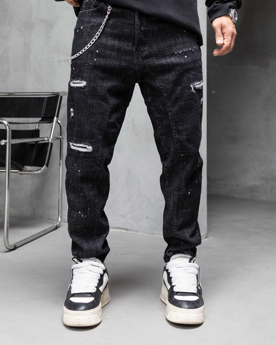 A0102 Мъжки дънки – SLIM RELAXED LUXE BLACK DENIM – 17357 - Image 2