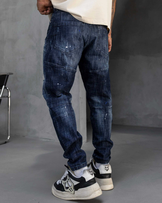 Мъжки дънки – SLIM RELAXED LUXE DARK DEEP BLUE DENIM – 17336 - Image 4