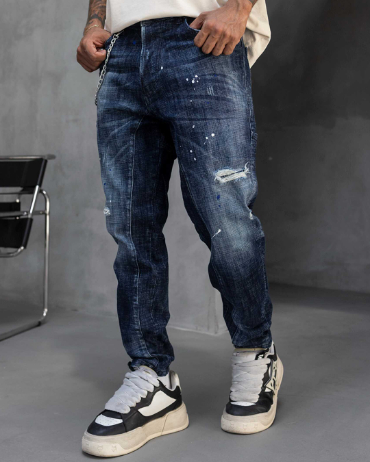 Мъжки дънки – SLIM RELAXED LUXE DARK DEEP BLUE DENIM – 17336 - Image 3