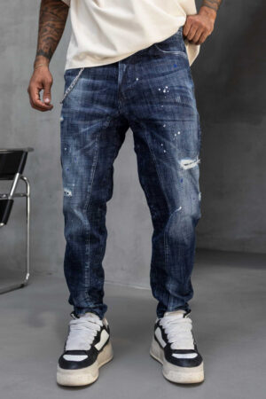 Мъжки дънки – SLIM RELAXED LUXE DARK DEEP BLUE DENIM – 17336