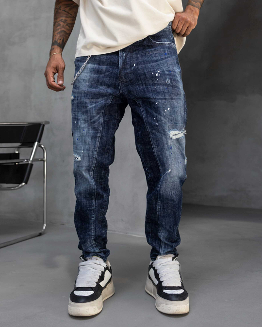 Мъжки дънки – SLIM RELAXED LUXE DARK DEEP BLUE DENIM – 17336