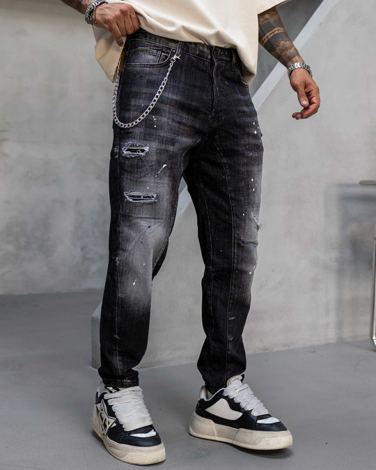 Мъжки дънки – SLIM RELAXED LUXE BLACK DENIM – 17332 - Image 2