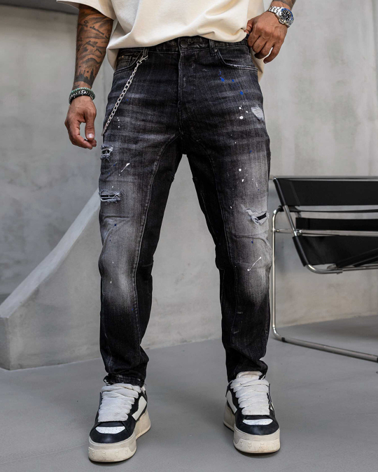 Мъжки дънки – SLIM RELAXED LUXE BLACK DENIM – 17332