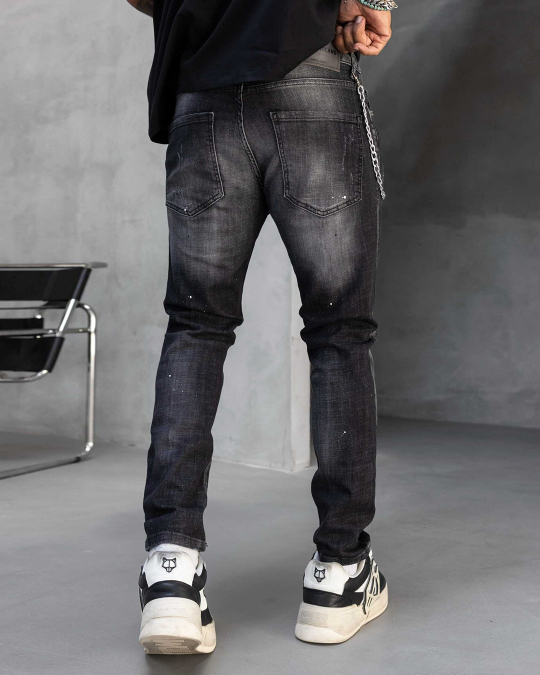 A0102 Мъжки дънки – SLIM RELAXED LUXE BLACK DENIM - Image 3