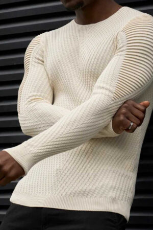 Мъжки модерен пуловер в бежов цвят -0206