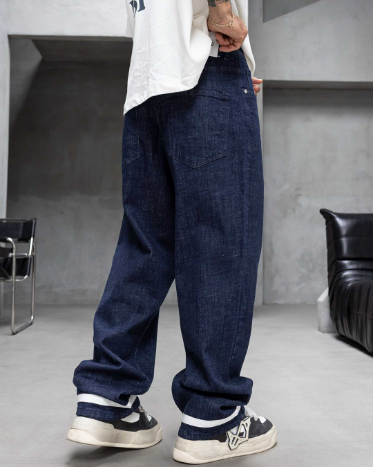 Мъжки дънки – RELAX FIT CRASHED DARK BLUE JEANS - Image 4