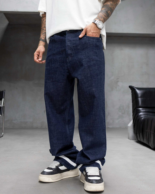 Мъжки дънки – RELAX FIT CRASHED DARK BLUE JEANS - Image 3