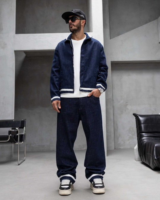 Мъжки дънки – RELAX FIT CRASHED DARK BLUE JEANS - Image 5