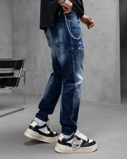 Мъжки дънки – SLIM RELAXED LUXE DARK DEEP BLUE DENIM – 17336 - Image 3